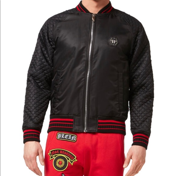 PHILIPP PLEIN NYLON JACKET "SKULL SNAKE RED" - Picture 2 of 10